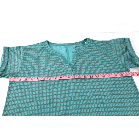 L.L. Bean Women's Turquoise Patterned Short Sleeve Top‎ Size Medium - Picture 7 of 8